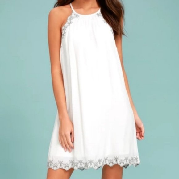 Lush Dresses & Skirts - LUSH White Embroidered Despacito Shift Dress